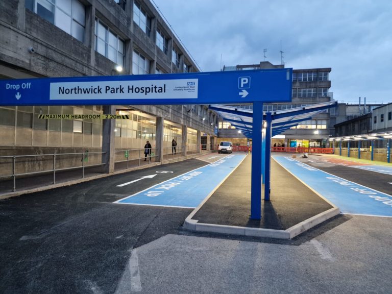 Northwick car park sign with the canopies light up by new LED