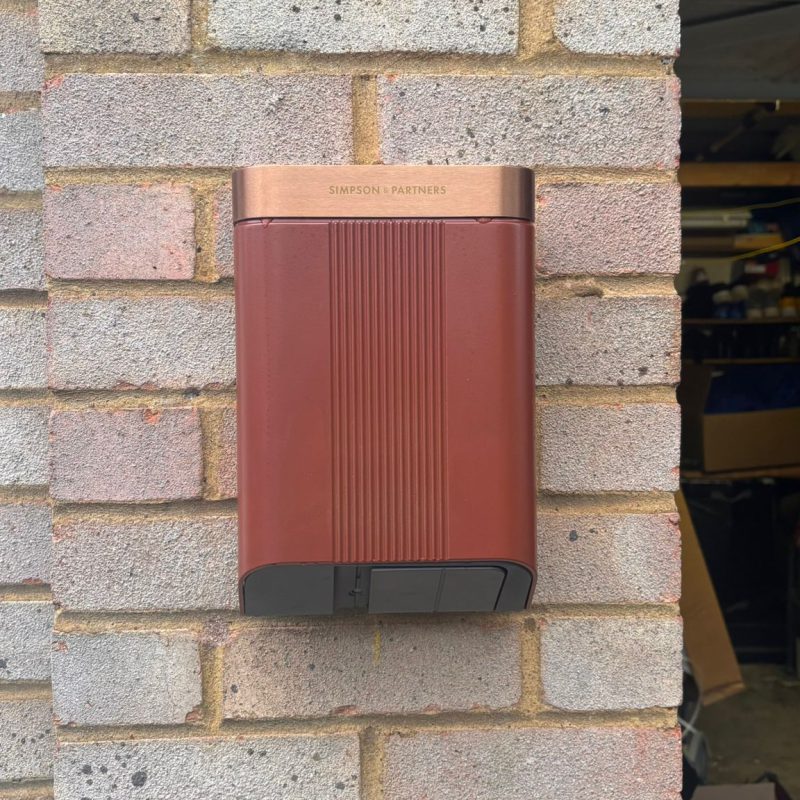 Square on, garage open alongside and the socket cover closed underneath