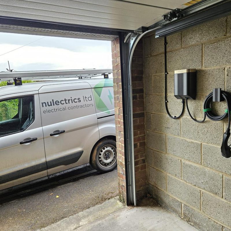 Door up, showing where the charger sits on the blockwork