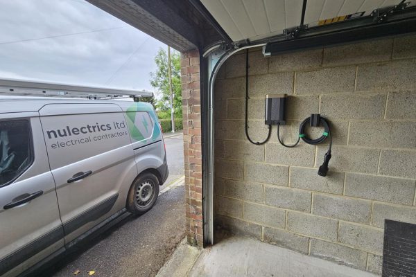 Charger inside the garage near Marlborough, van pulled up on the drive