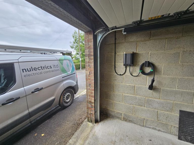 Charger inside the garage near Marlborough, van pulled up on the drive